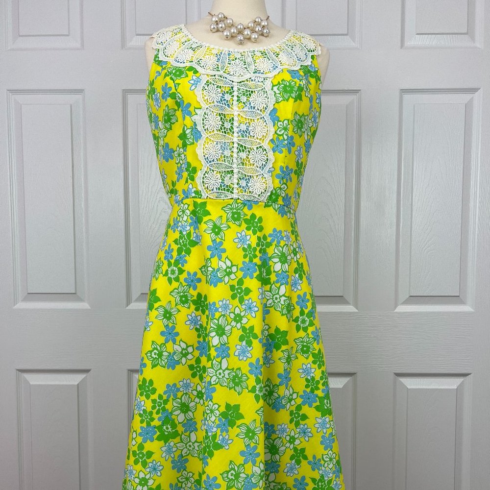 SOLD Beautiful Vintage "The Lilly" Lilly Pulitzer Blue & Green Dress Size Med